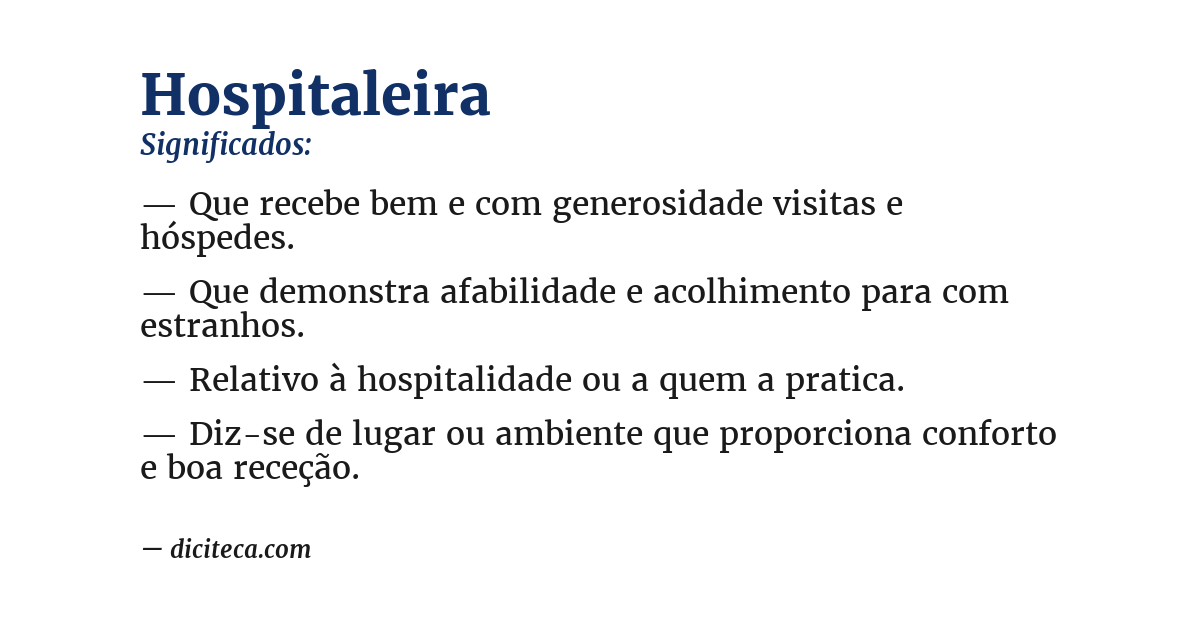 Significado de hospitaleira
