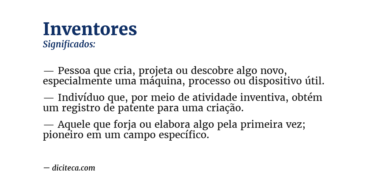 Significado de inventores