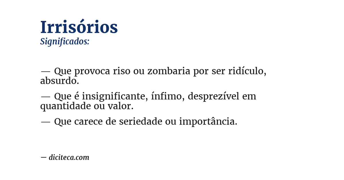 Significado de irrisórios