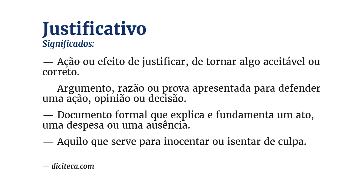 Significado de justificativo