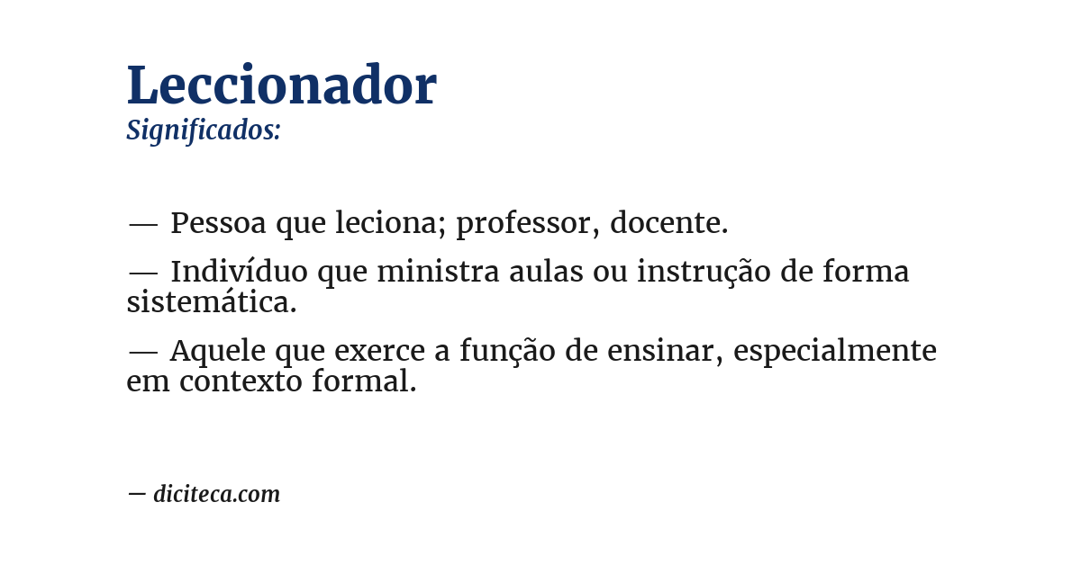 Significado de leccionador
