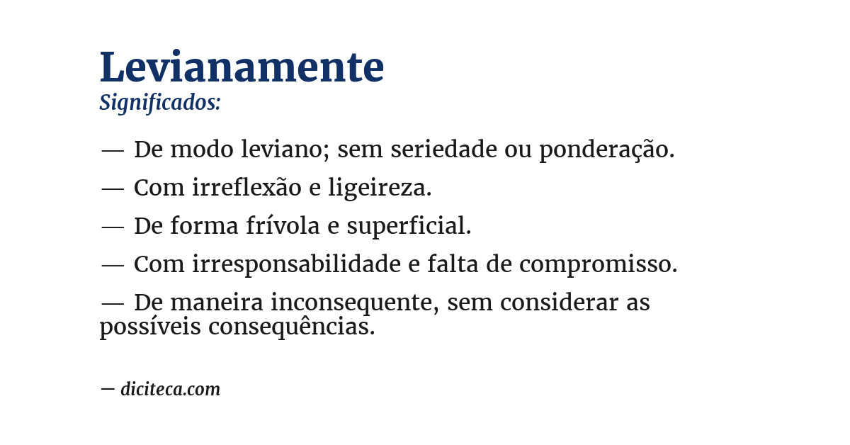 Significado de levianamente
