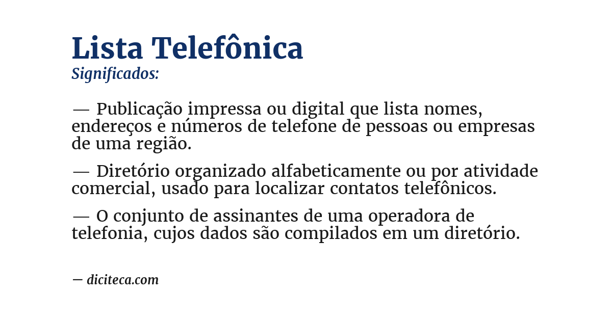 Significado de lista telefônica