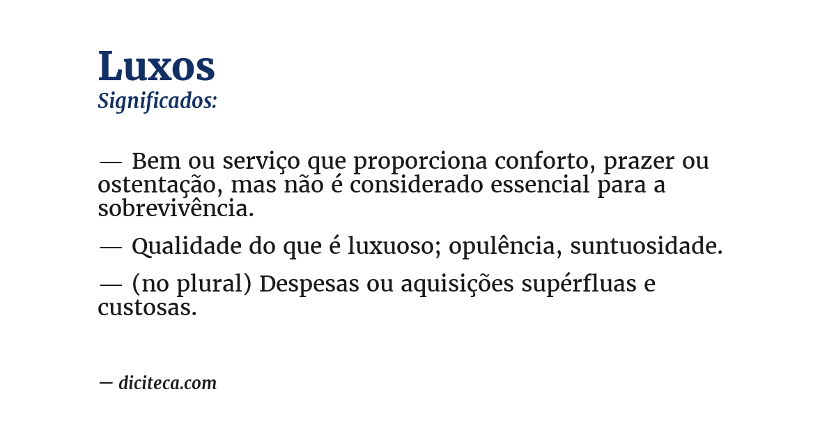 Significado de luxos