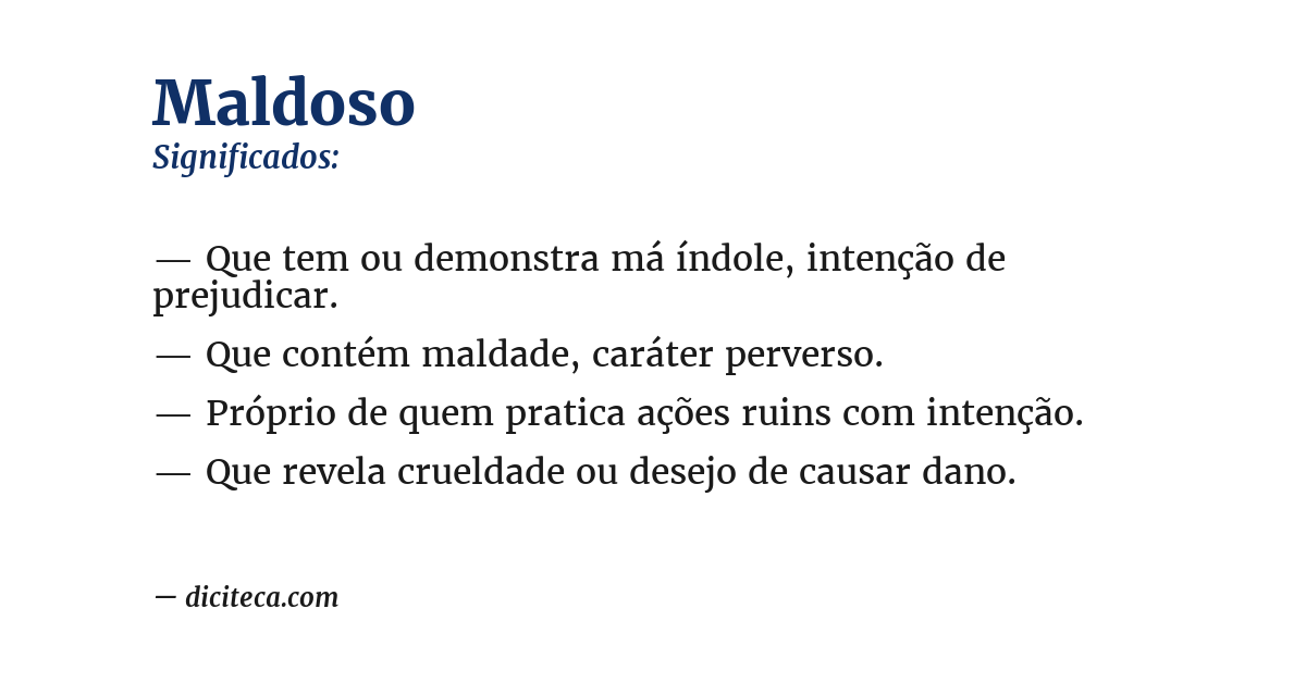 Significado de maldoso