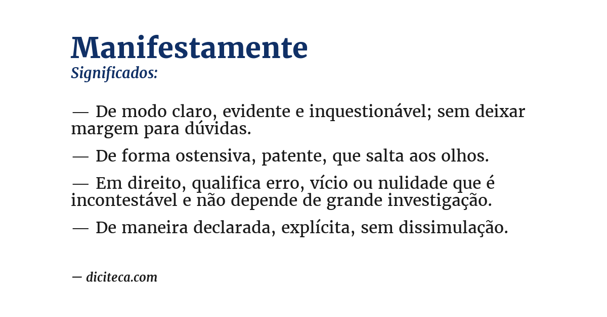 Significado de manifestamente