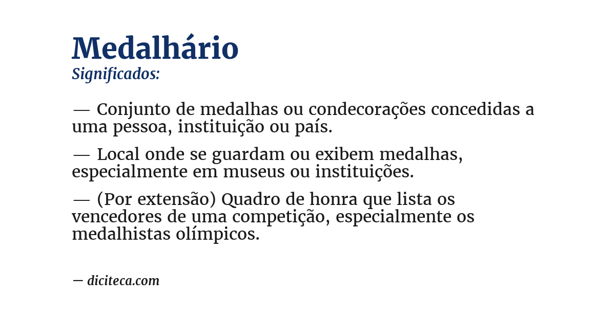 Significado de medalhário