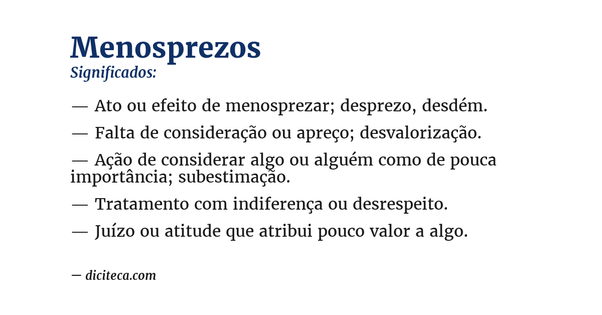 Significado de menosprezos