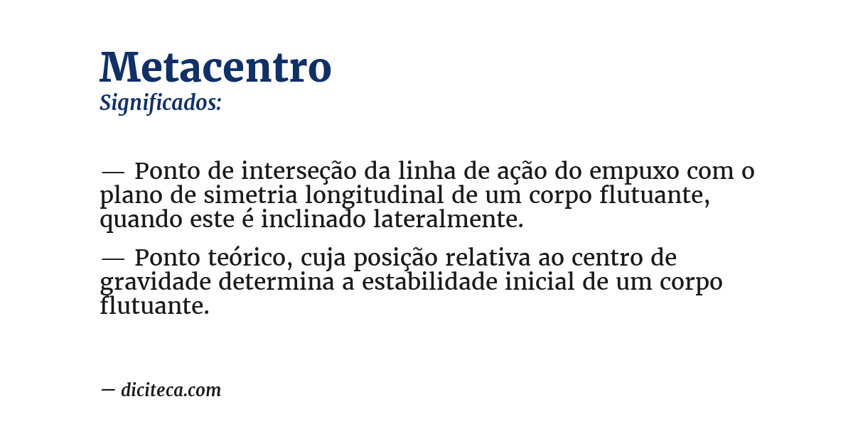 Significado de metacentro