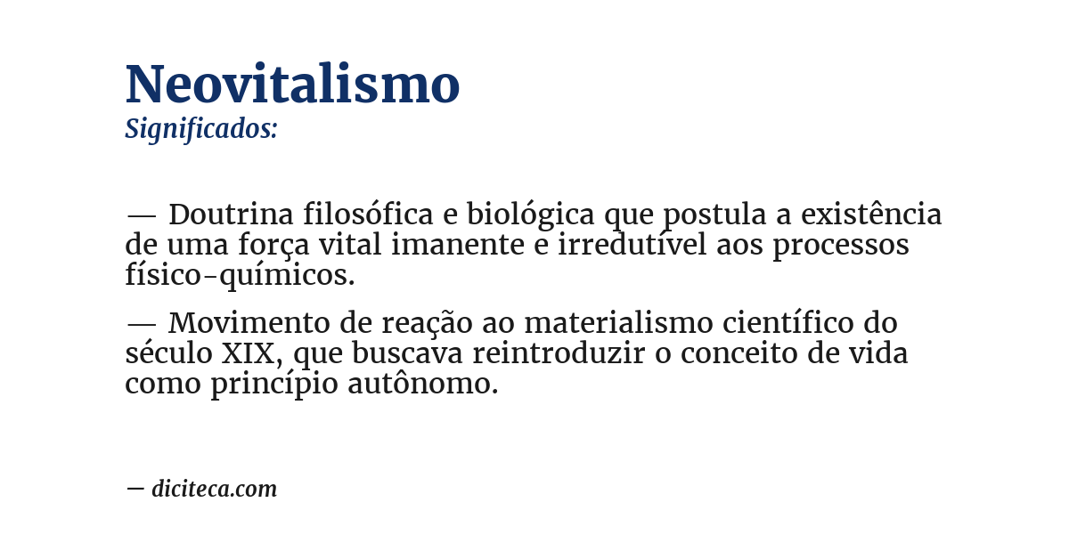 Significado de neovitalismo