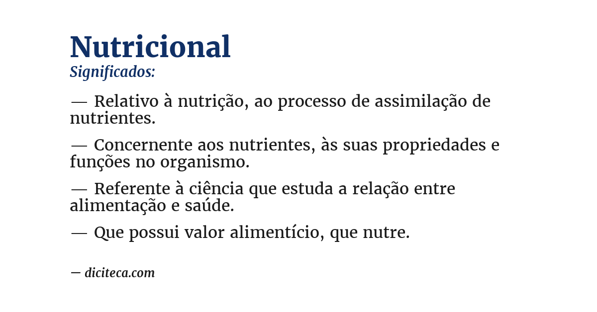 Significado de nutricional