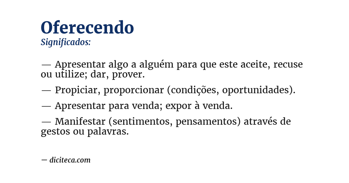 Significado de oferecendo