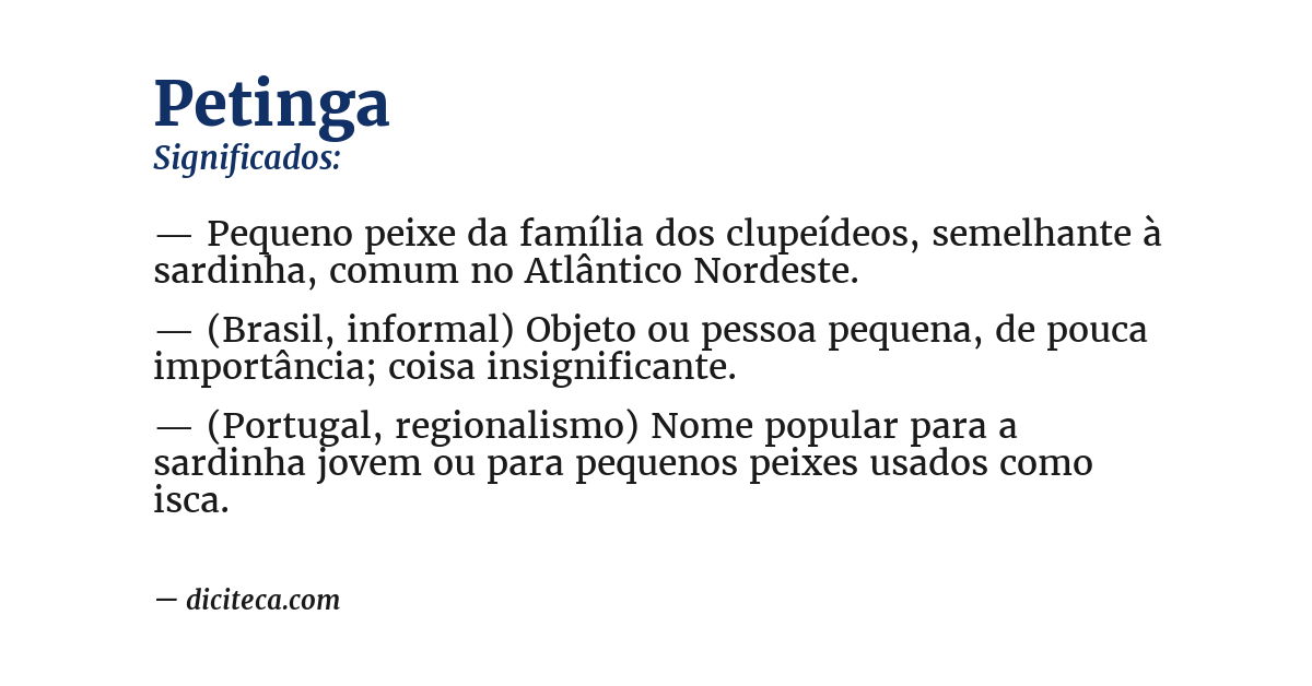 Significado de petinga
