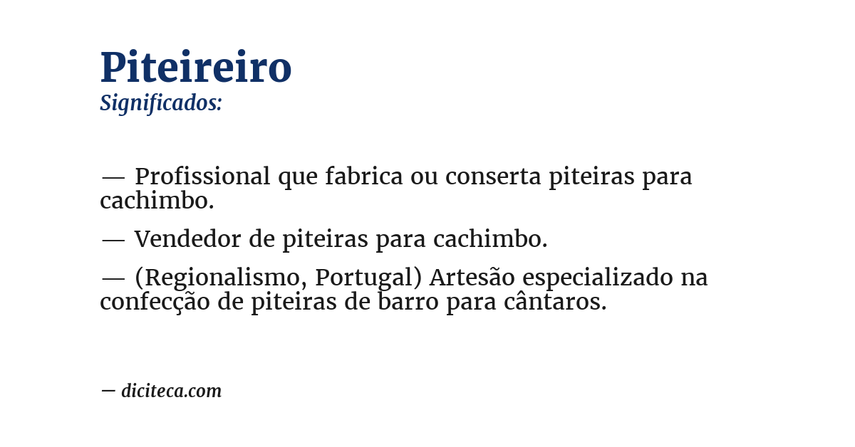 Significado de piteireiro