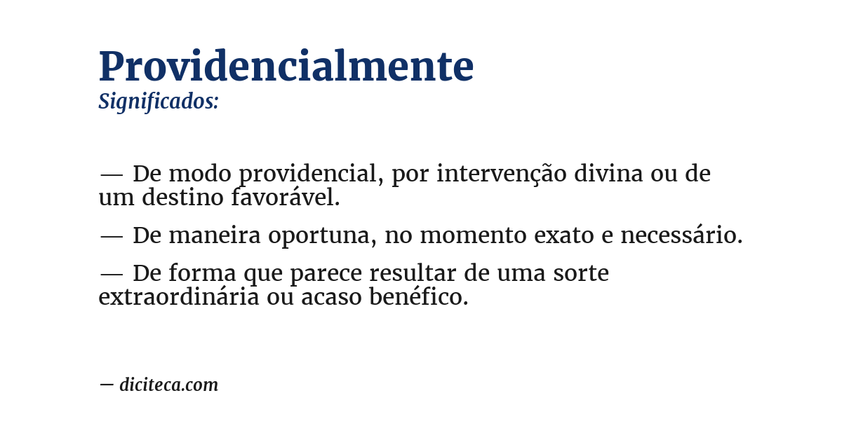Significado de providencialmente