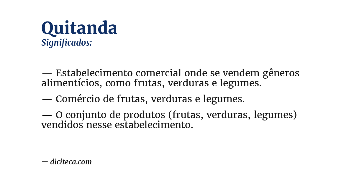 Significado de quitanda