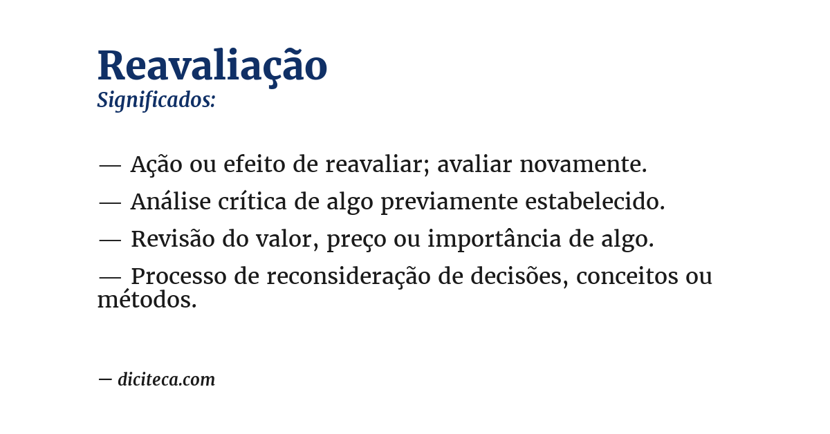 Significado de reavaliação