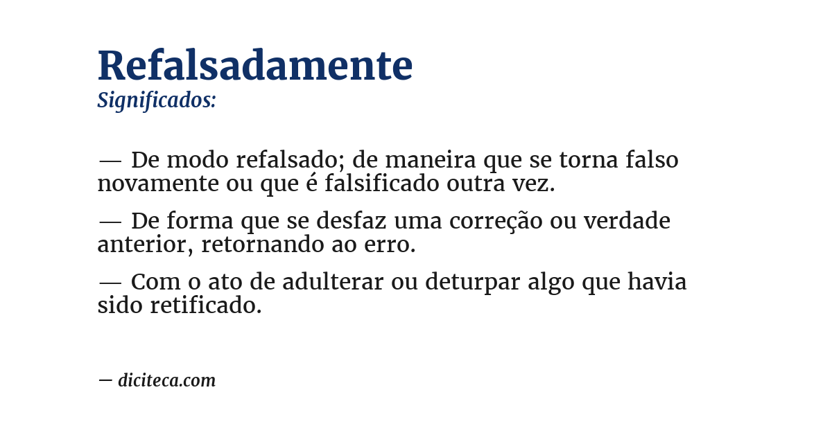 Significado de refalsadamente