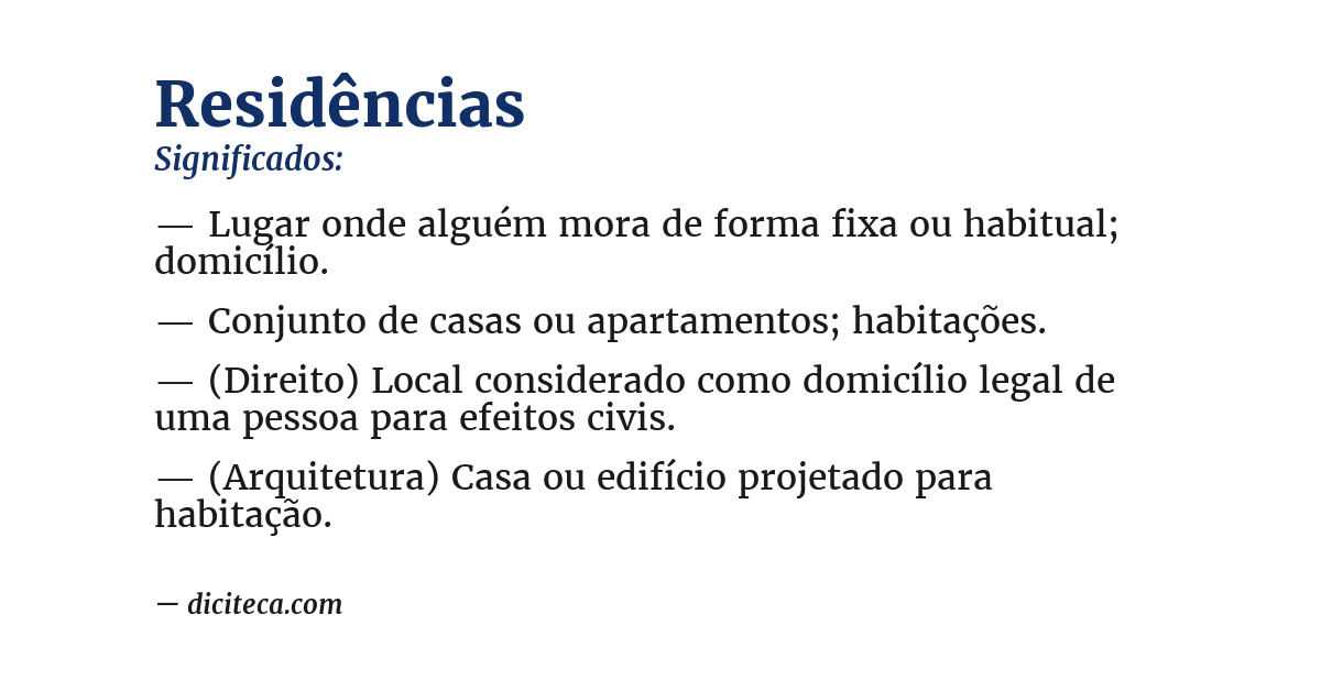 Significado de residências