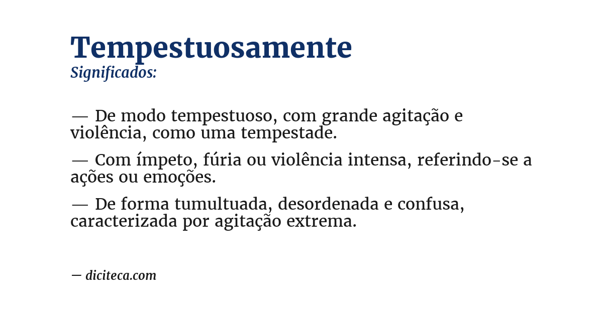 Significado de tempestuosamente