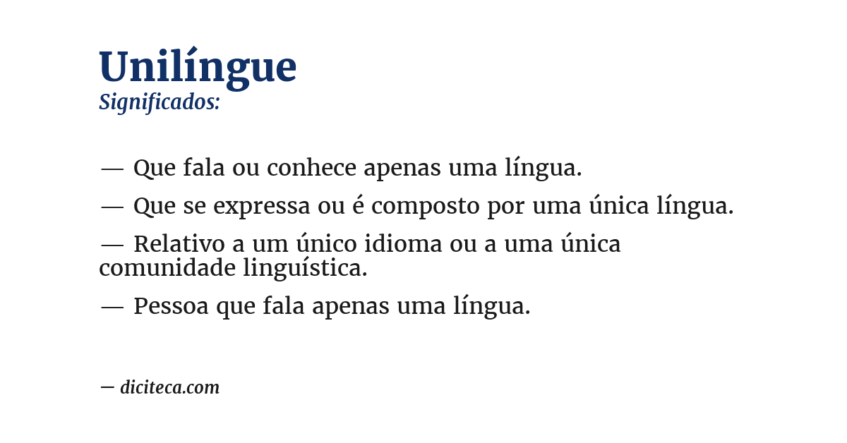 Significado de unilíngue