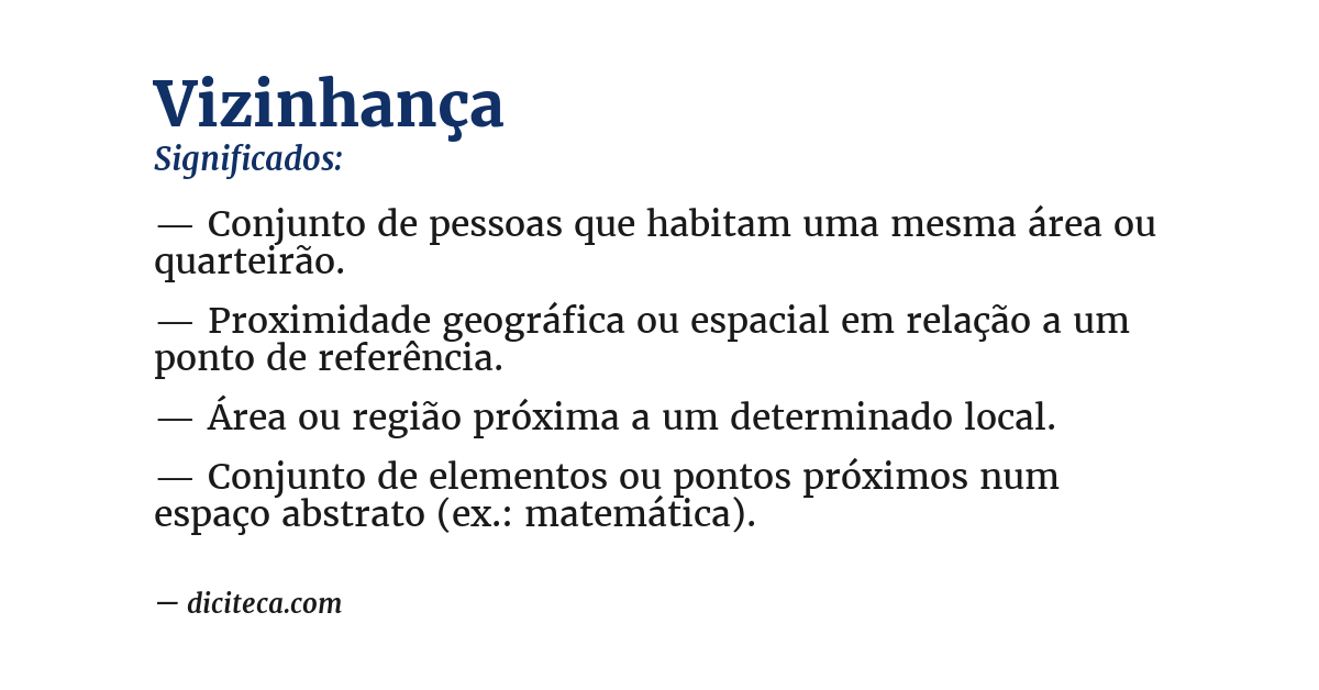 Significado de vizinhança