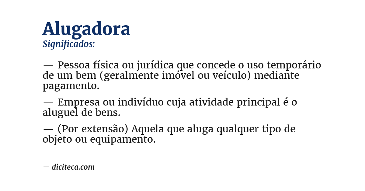Significado de alugadora