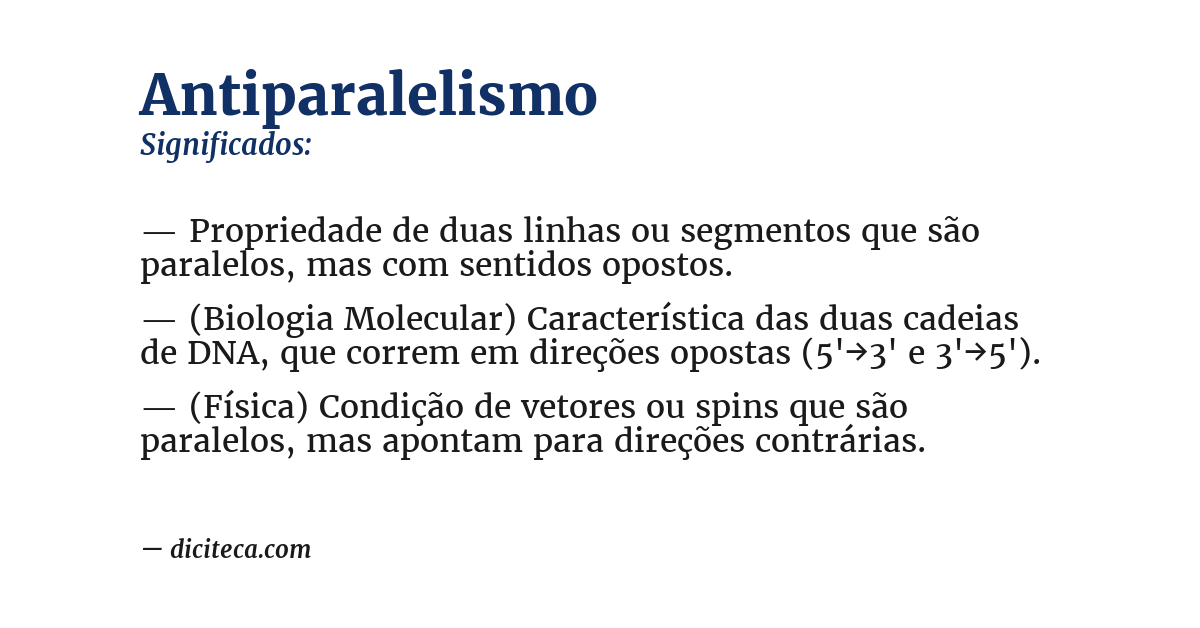 Significado de antiparalelismo