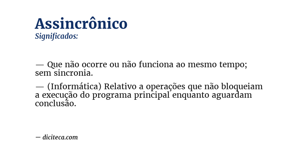 Significado de assincrônico