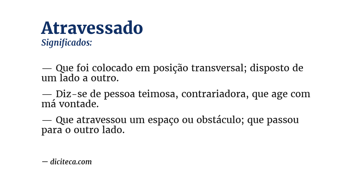 Significado de atravessado