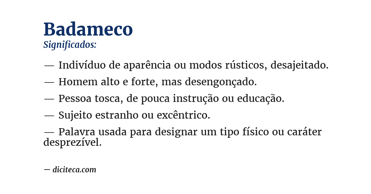Significado de badameco