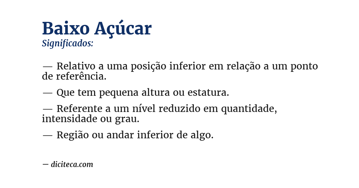 Significado de baixo açúcar