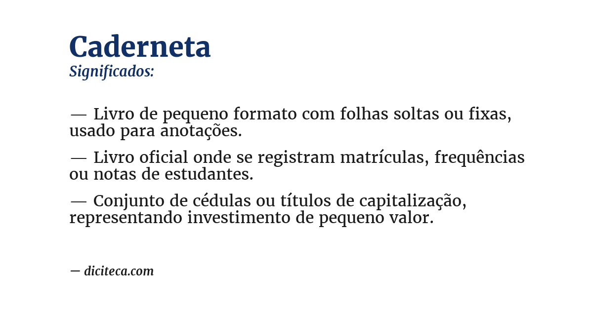 Significado de caderneta