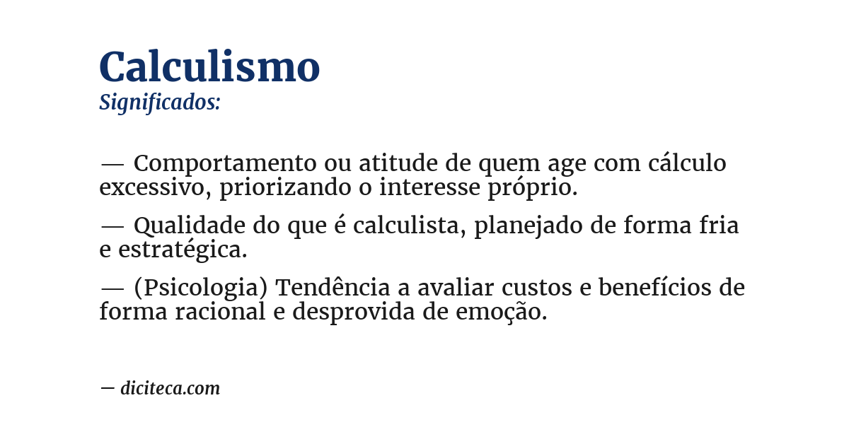 Significado de calculismo
