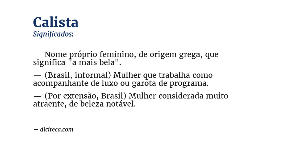 Significado de calista