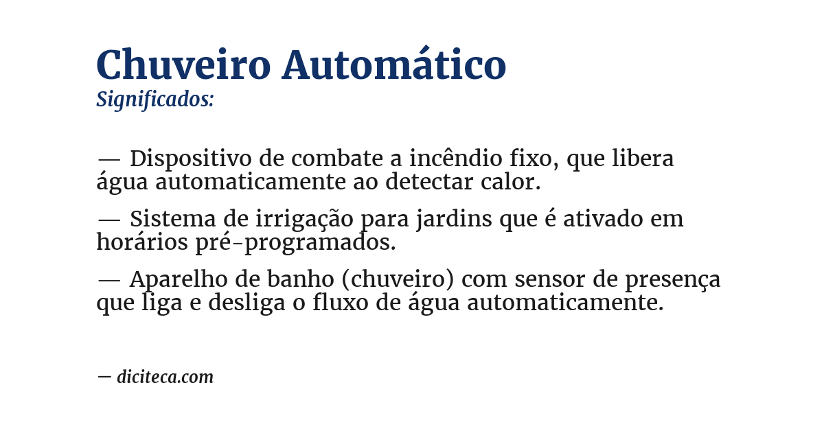Significado de chuveiro automático