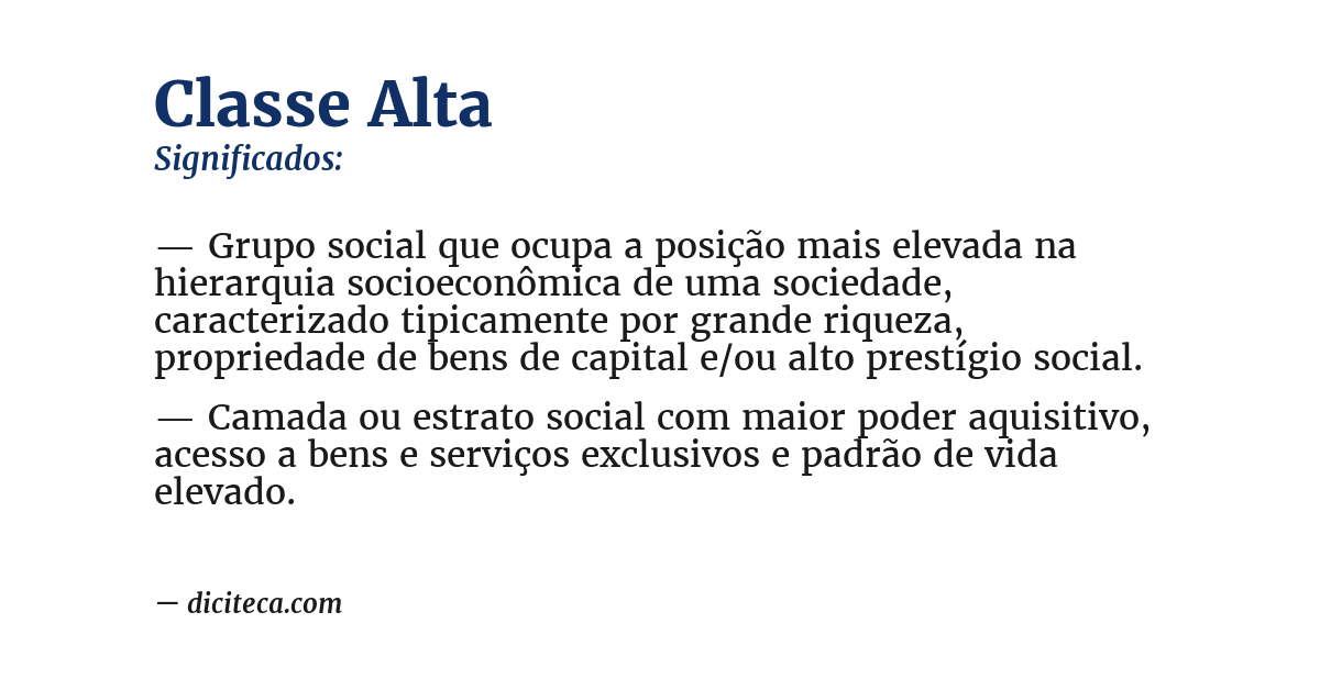 Significado de classe alta