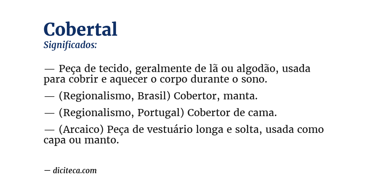 Significado de cobertal