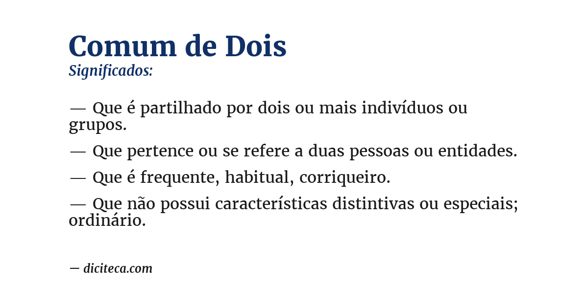 Significado de comum de dois