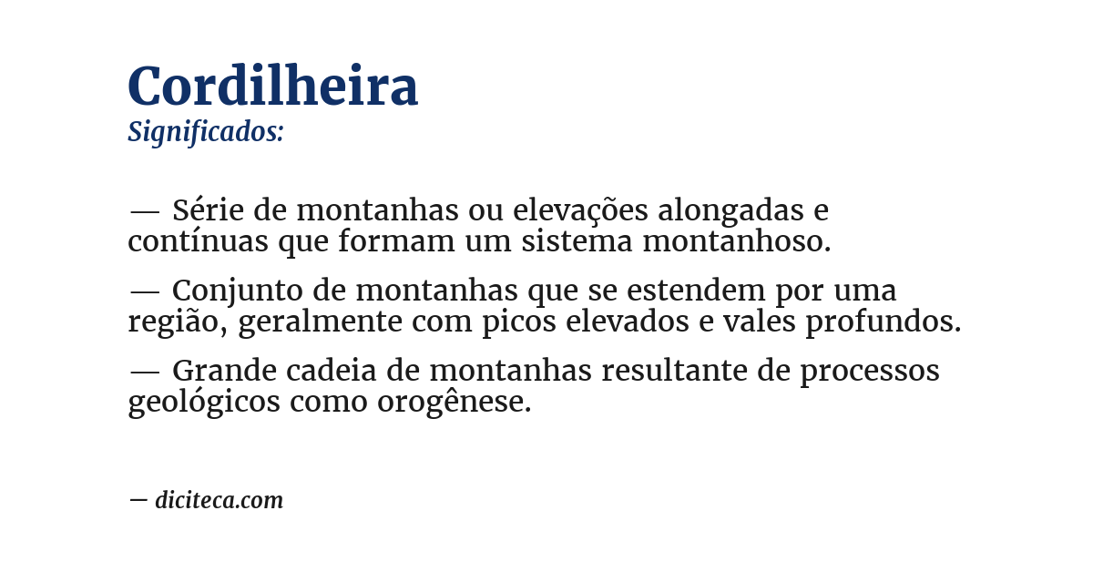 Significado de cordilheira