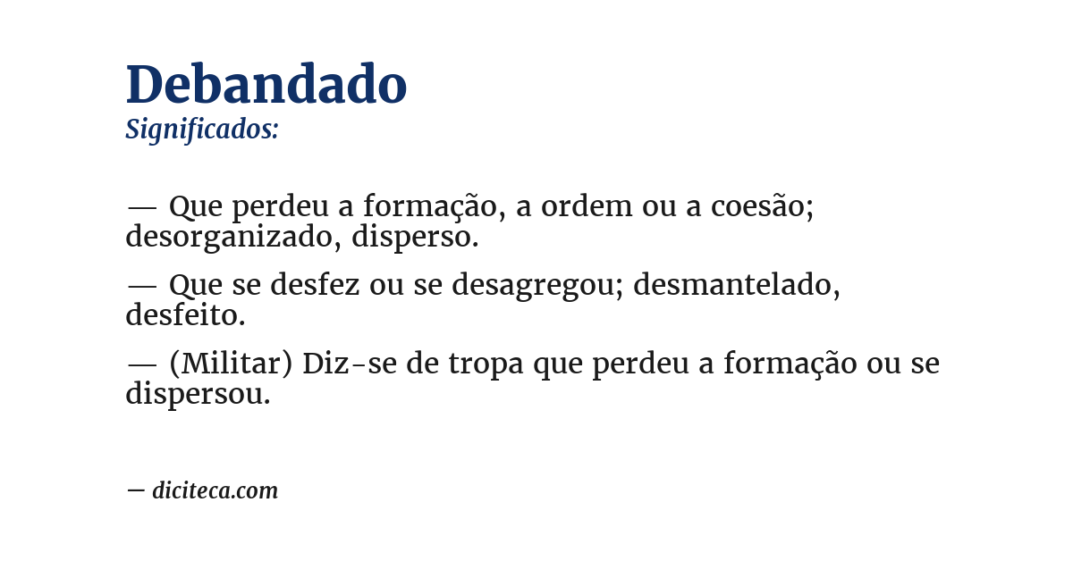 Significado de debandado