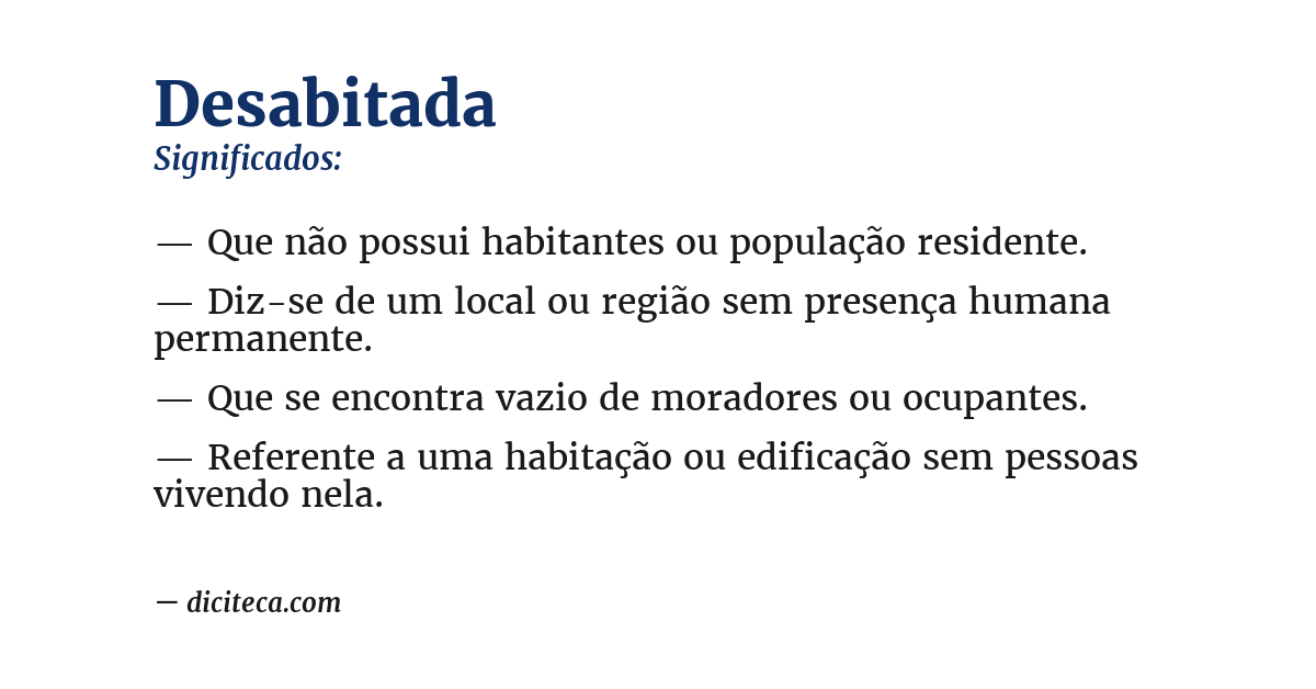 Significado de desabitada