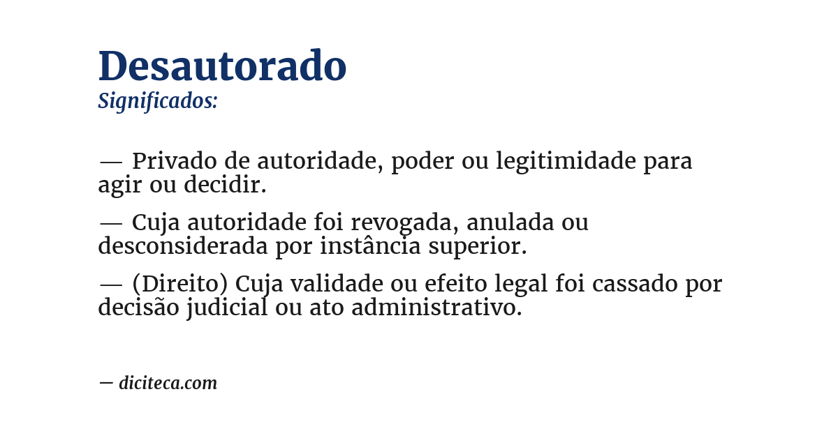 Significado de desautorado
