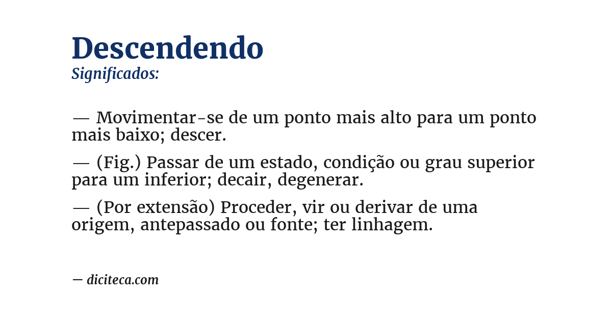 Significado de descendendo
