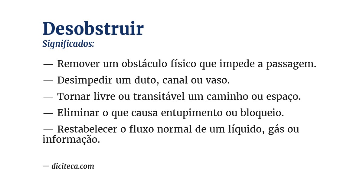 Significado de desobstruir