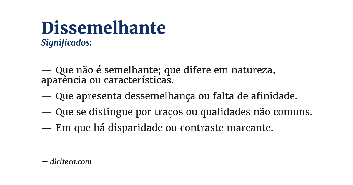 Significado de dissemelhante