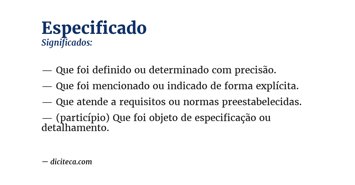 Significado de especificado