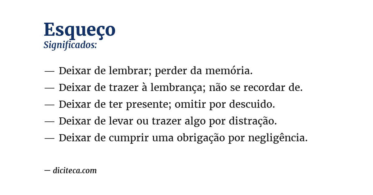 Significado de esqueço