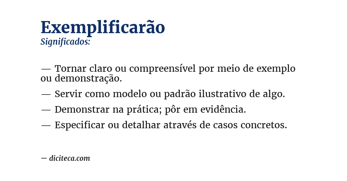 Significado de exemplificarão