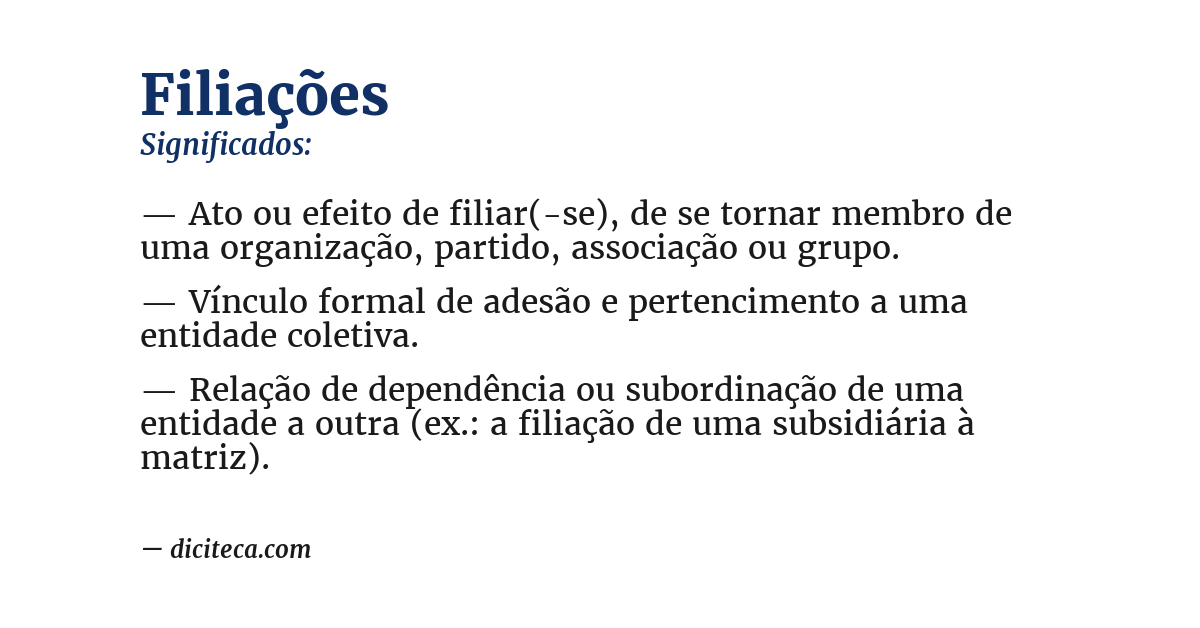 Significado de filiações